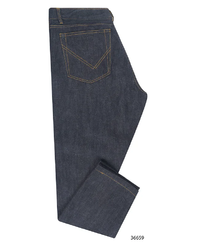 Stretch corduroy pants for cozy fall fashion -14 oz Indigo Knitted Selvedge Jeans