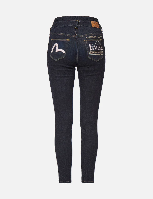 Shopping Jeans for Convenient -Seagull and Logo Print Skinny Jeans