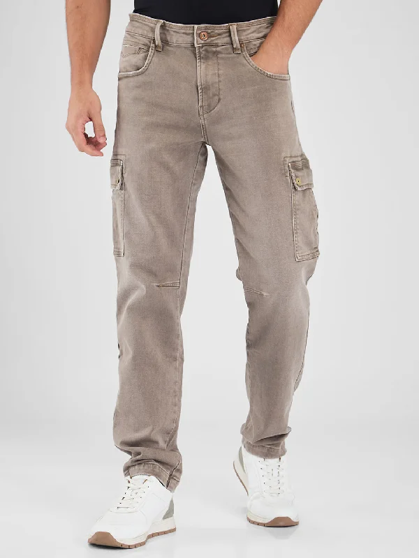 Gray Jeans for Neutral Tone -Spykar Brown Regular Fit Mid Rise Jeans For Men