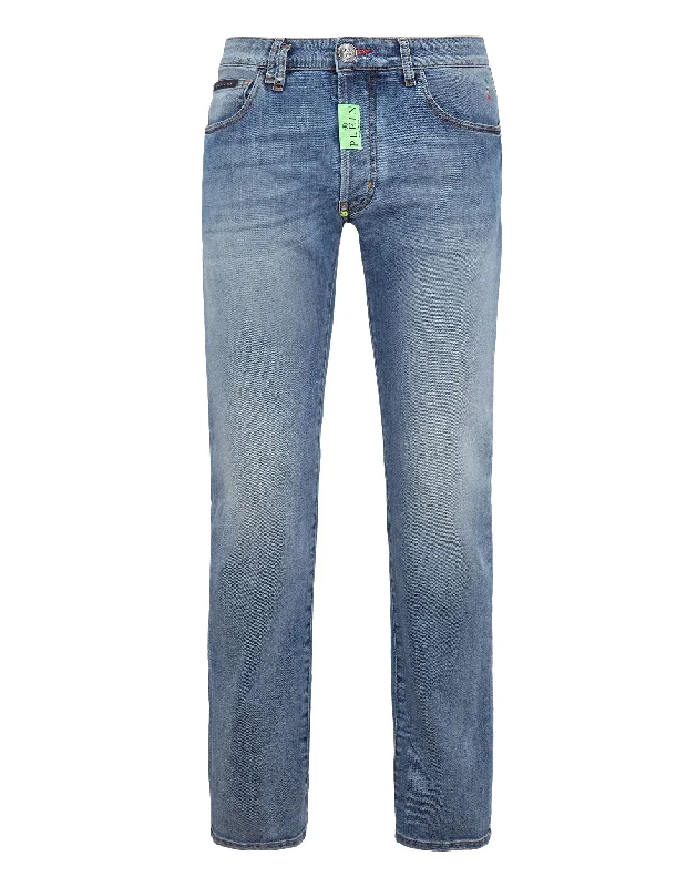 Casual twill pants for easygoing daily outfits -Denim Trousers Straight Supreme Comfort fit Hexagon