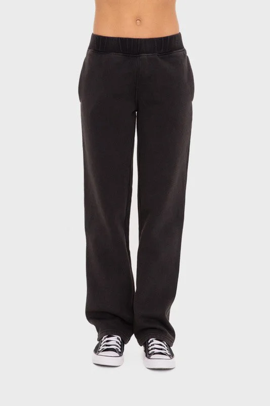 Classic khaki pants for timeless wardrobe staples -Mono B Elastic Waist Fleece Pants with Pockets