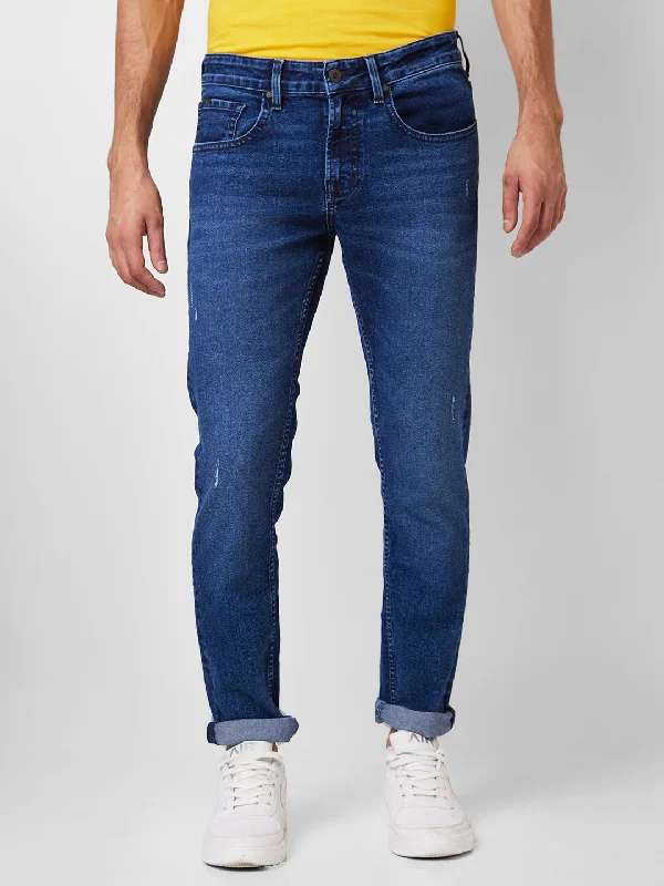 Flare Jeans for Retro Vibe -Spykar Low Rise Skinny Fit Blue Jeans For Men