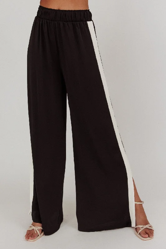 Tapered ankle pants for sleek modern silhouettes -Unwritten Wide Leg Pant Black