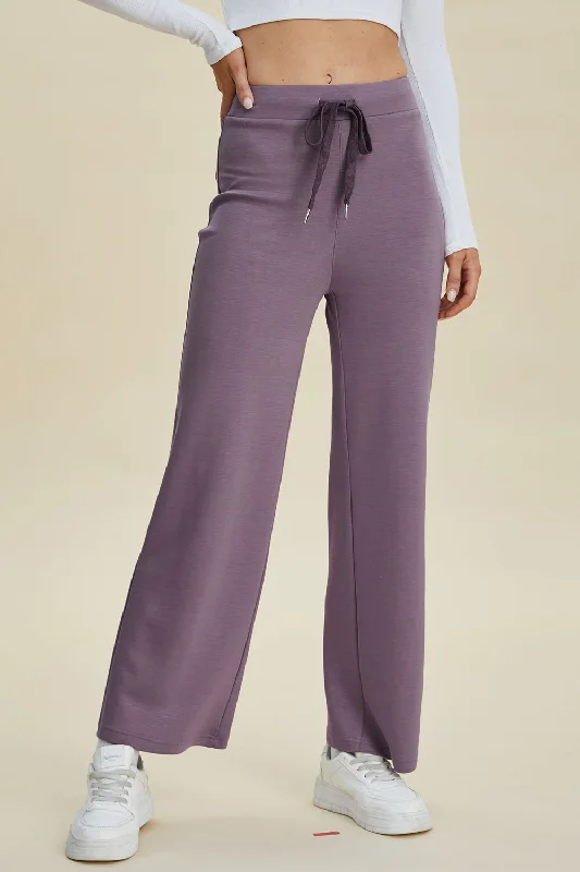 Formal suit pants for wedding guest elegance -Basic Bae Full Size Air Scuba Drawstring Wide Leg Pants