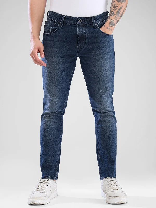 Holiday Jeans for Festive -Spykar Dark Blue Slim Fit Jeans For Men