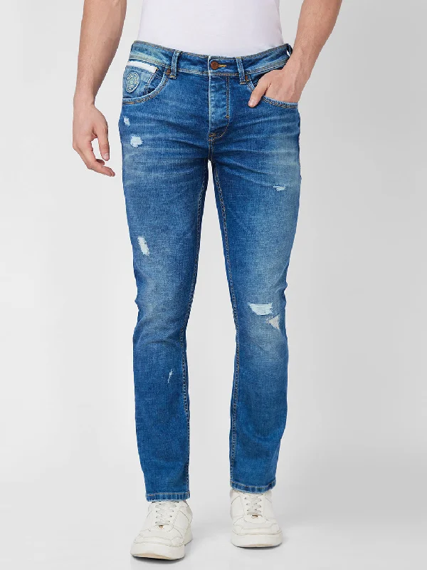 High Waisted Jeans for Shape -Spykar Low Rise Slim Fit Blue Jeans For Men