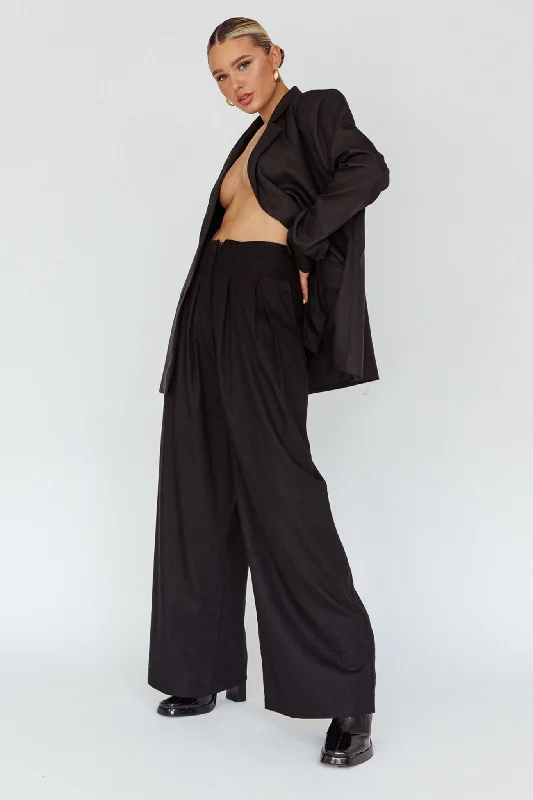 Casual drawstring pants for effortless home relaxation -Sloan Side Pocket Trouser Pants Black