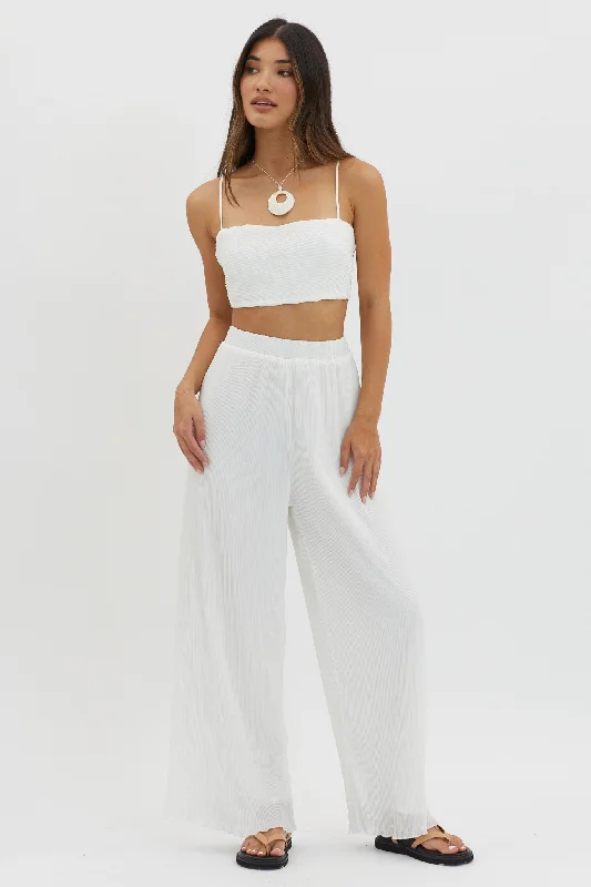 Lightweight jogger pants for summer evening strolls -Light Energy Accordion Pleat Pants White