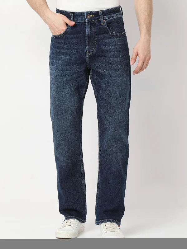 Anniversary Jeans for Special -Spykar Dark Blue straight fit Jeans For Men