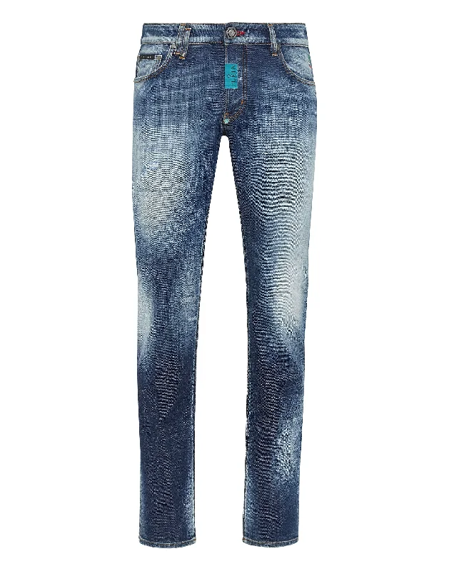 Stylish cropped pants for warm season trends -Denim Trousers Super Straight Cut Premium Hexagon