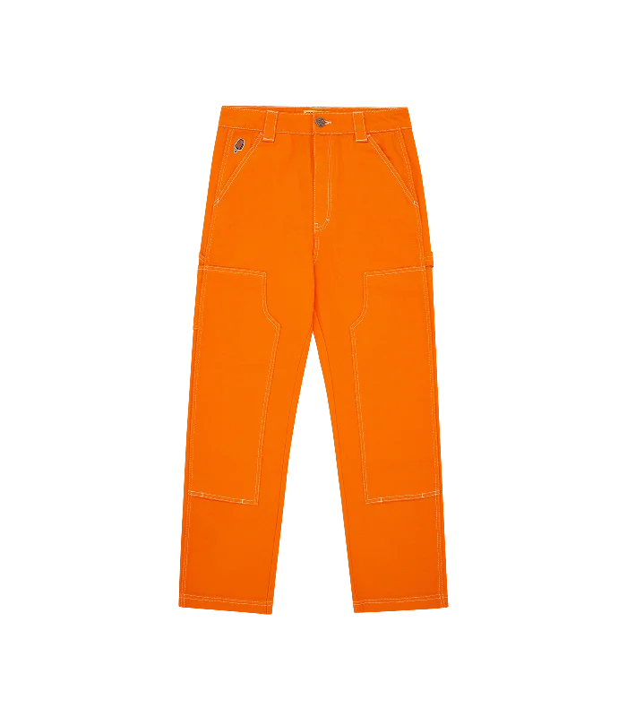 Casual drawstring pants for effortless home relaxation -CANVAS CARPENTER PANTS - ORANGE