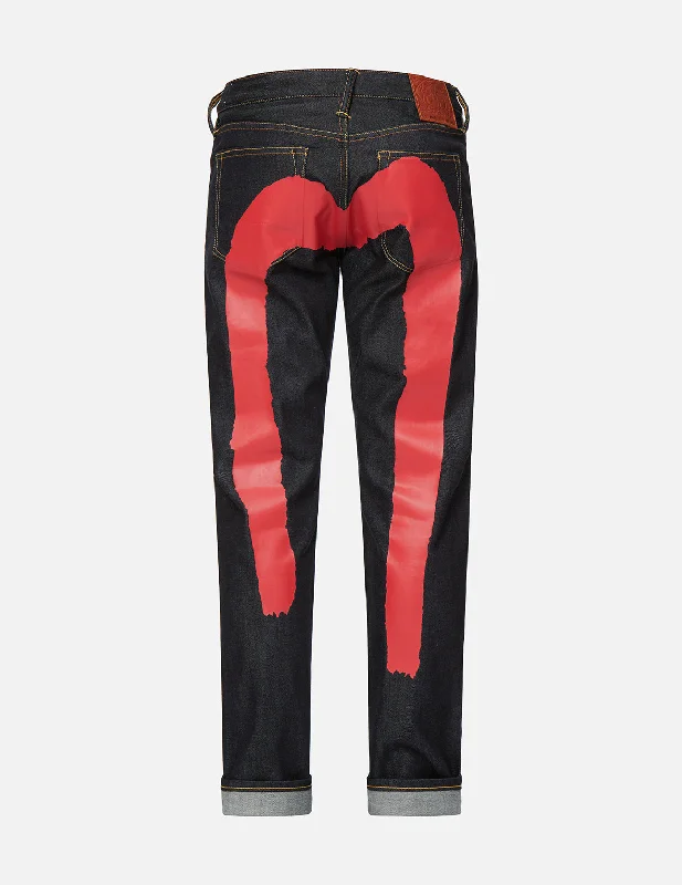 Affordable Jeans for Budget -Red Brushstroke Daicock Slim Straight fit Jeans #2010