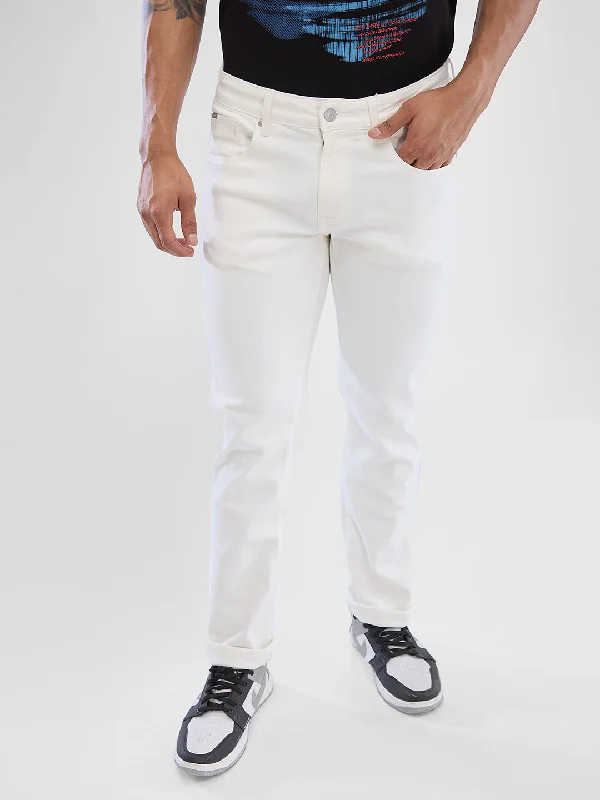 Club Jeans for Social -Spykar White Regular Jeans For Men