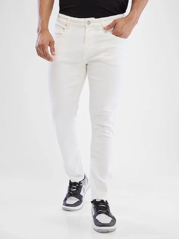 Valentine's Day Jeans for Romantic -Spykar White Slim Fit Jeans For Men