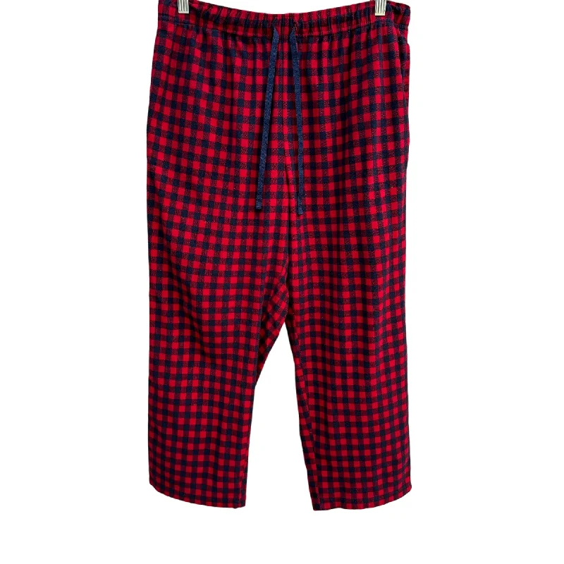 Designer leather pants for high-fashion nightwear -Nautica Sleepwear Mens Red Black Plaid Flannel Elastic Waist Pajama Pants - M