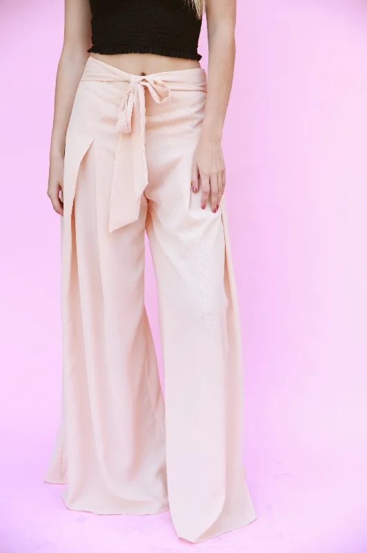 Tapered ankle pants for sleek modern silhouettes -Kendall Blush Palazzo Pants