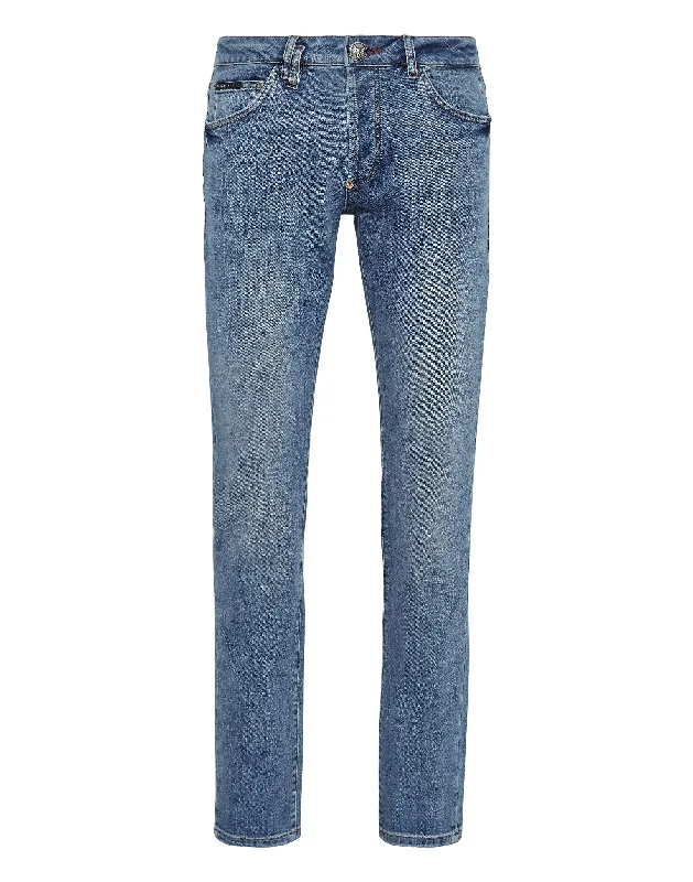 Breathable linen pants for hot summer days -Denim Trousers Super Straight Cut Iconic Plein