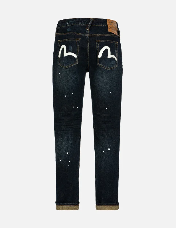 Low Waisted Jeans for Casual -Seagull Print Slim Fit Denim Jeans #2010