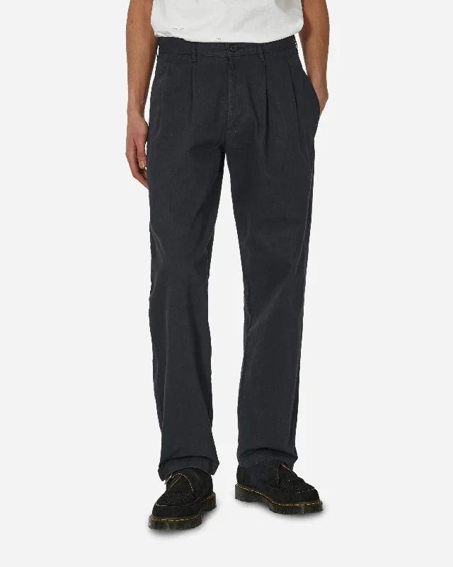 Pleated trousers pants for sophisticated gentleman charm -Double-Pleat Herringbone Pant Navy