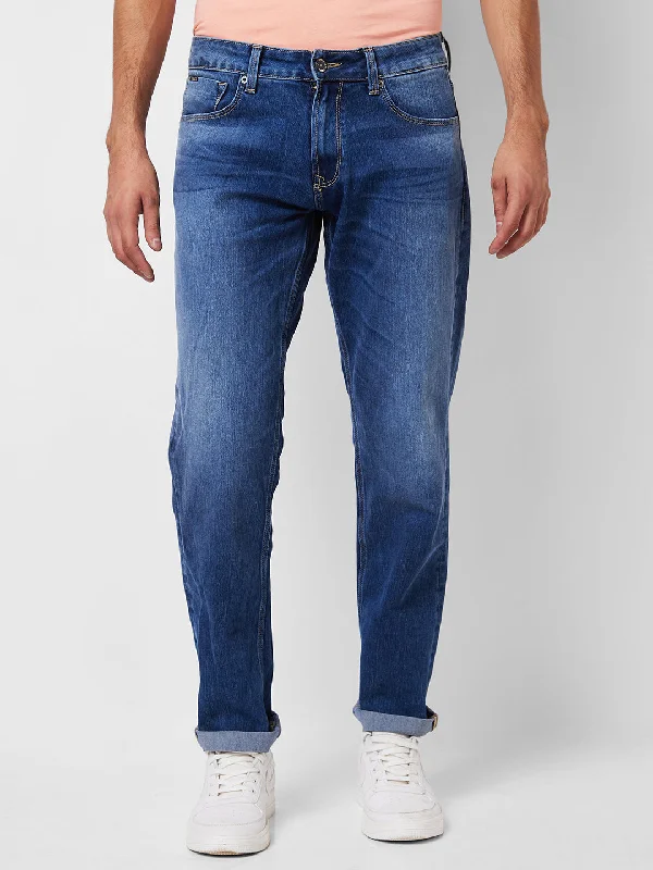 Shorts Jeans for Hot Days -Spykar Mid Rise Comfort Fit Blue Jeans For Men