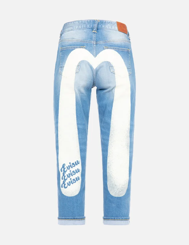 Low Waisted Jeans for Casual -Logo Daicock Print Relax-Fit Jeans