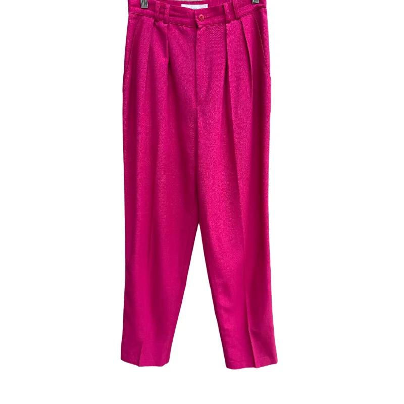 Stylish flare pants for retro party looks -Petite Sophisticate Vintage 90s Womens Hot Pink Pleated High Waist Dress Pants 6