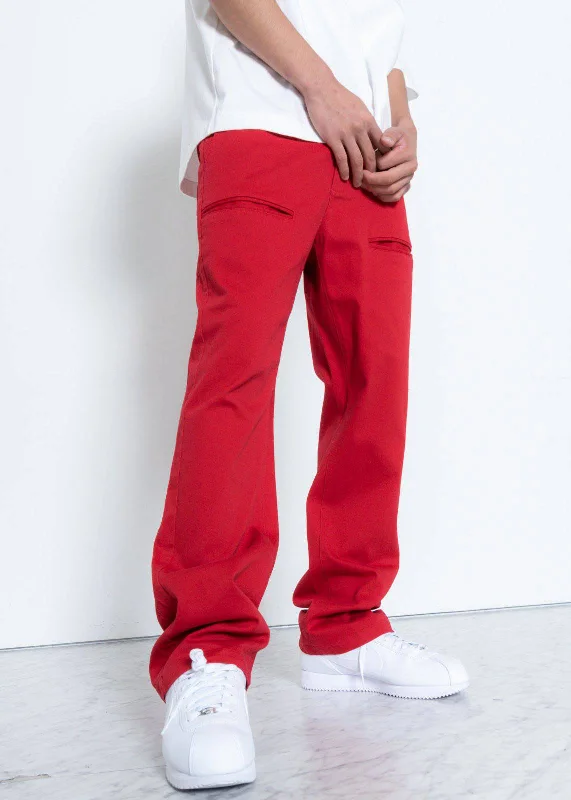 Elegant satin pants for formal dinner attire -Konus Men's Baggy Chino Pants in Red