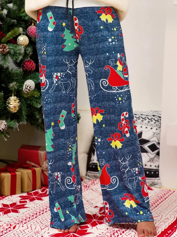 Stretchy leggings pants for casual active days -Christmas Straight Leg Pants