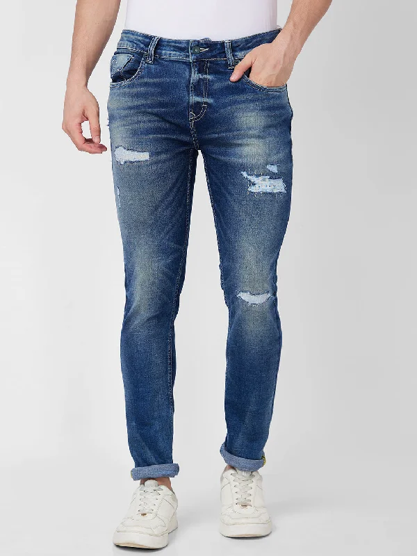 Recycled Jeans for Green -Spykar Low Rise Slim Fit Blue Jeans For Men