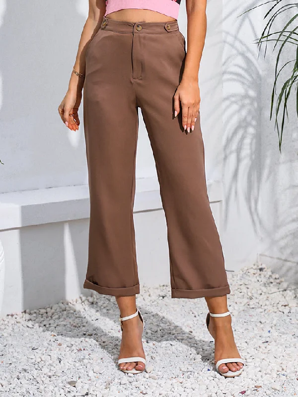 Elegant satin pants for formal dinner attire -Cropped Straight Leg Pants