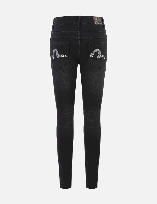 Skinny Jeans for Slim Fit -Seagull Embroidery High-Waist Skinny Jeans