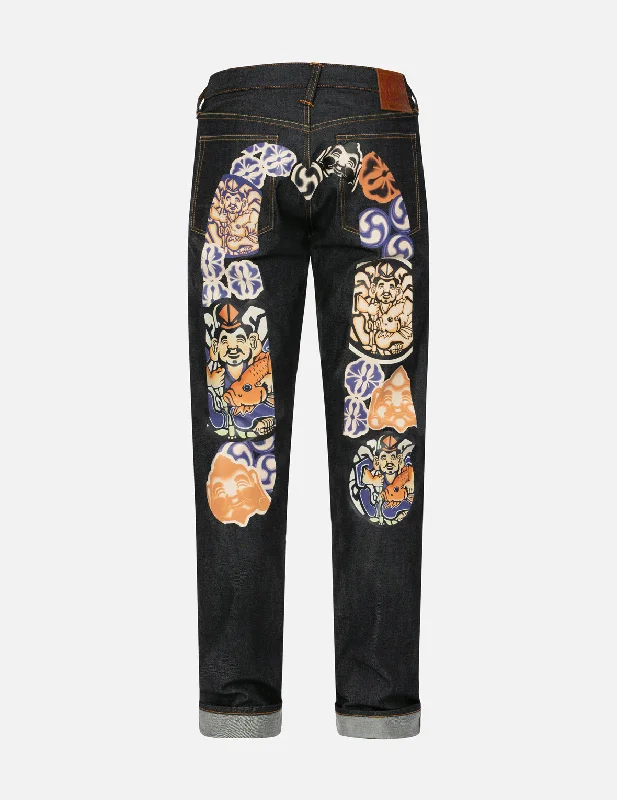 Designer Jeans for Luxury -Godhead and Kamon Daicock print Carrot Fit Jeans #2017