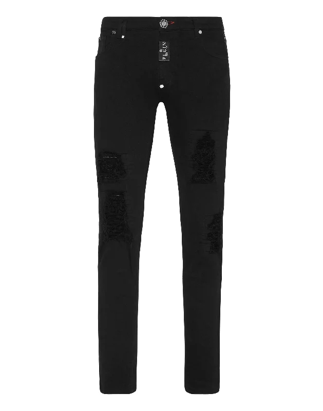 Stretchy leggings pants for casual active days -Denim Trousers Rock Star Fit