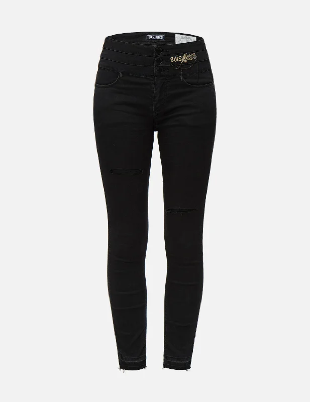 Bootcut Jeans for Flattering -Chain and Logo Embroidered Skinny Jeans