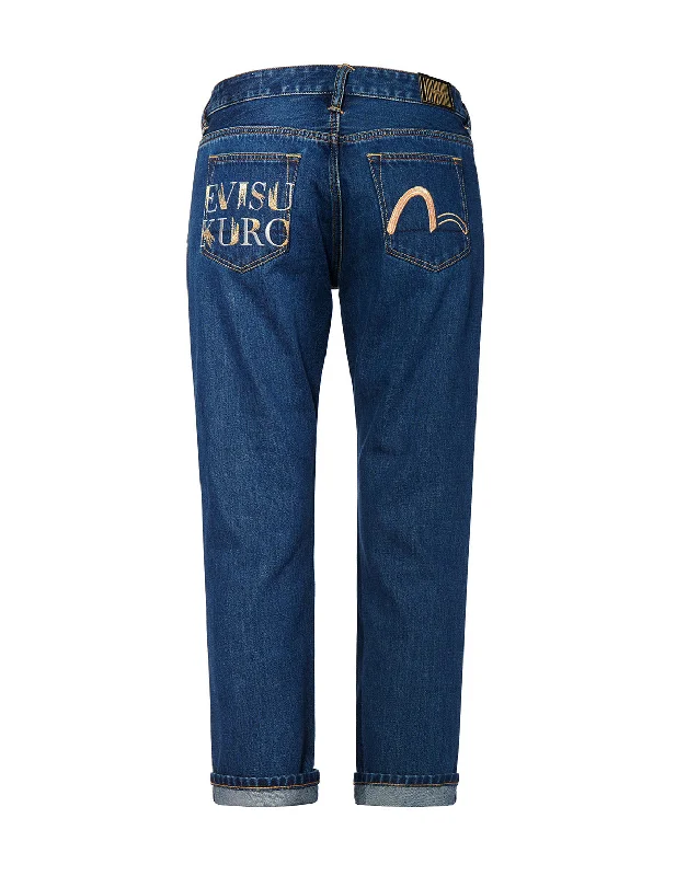 Carpenter Jeans for Function -Boyfriend-fit Denim Jeans with Duo Iridescent Stitching Logo Embroidery