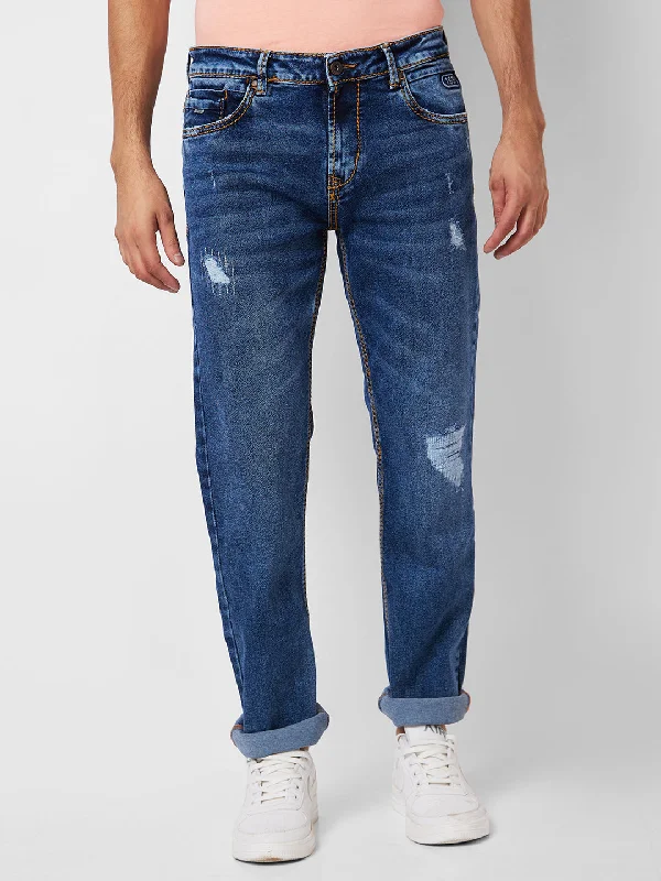 Hunting Jeans for Woods -Spykar Mid Rise Comfort Fit Blue Jeans For Men