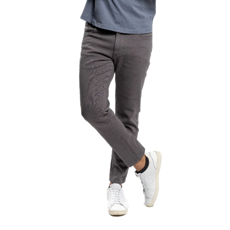 Relaxed cotton pants for breezy casual days -Travel Jeans Slim Fit - Dark Grey