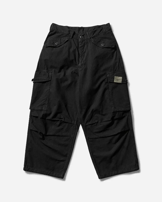 Durable canvas pants for heavy-duty work use -Men's Wide Cargo Pants Black