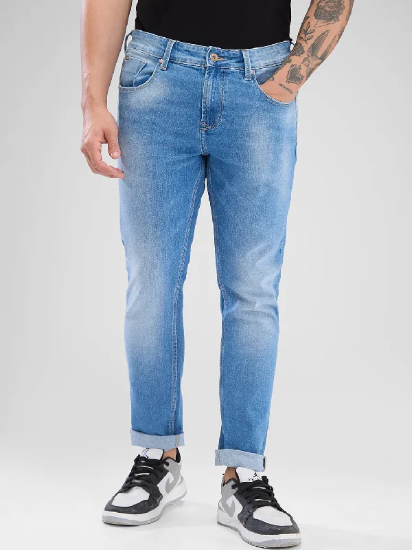 Casual Friday Jeans for Relaxed -Spykar Light Blue Slim Fit Jeans For Men