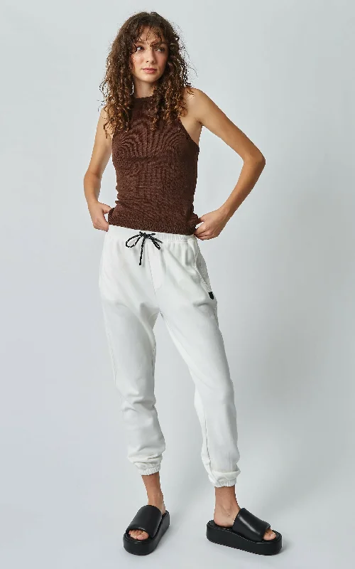 Comfortable stretch pants for casual daily wear -Demi Ivory Lounger Pants