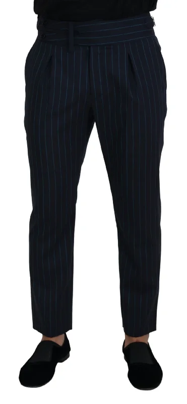 Breathable chino pants for warm climate comfort -Dolce & Gabbana Elegant Stripe Virgin Wool Men's Trousers