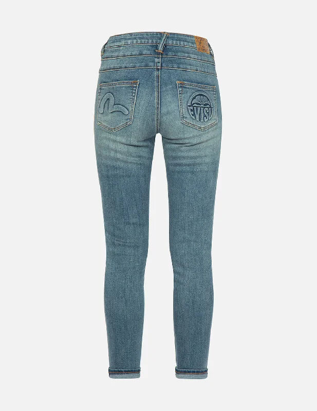 Back Pocket Jeans for Design -Seagull and Kamon Embossed Skinny Jeans