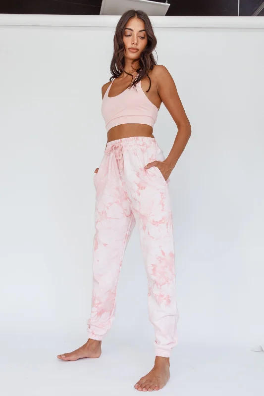 Lightweight culottes pants for summer fashion flair -Take It Easy Jogger Track Pants Pink