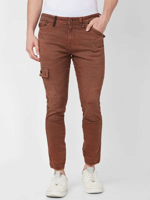 Shorts Jeans for Hot Days -Spykar Mid Rise Regular Fit Brown Jeans For Men