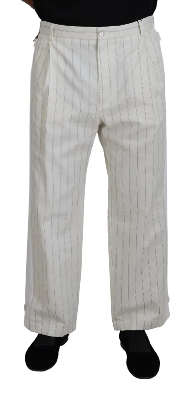 Tailored ankle pants for chic office outfits -Dolce & Gabbana Elegant  Striped MainLine Men's Trousers