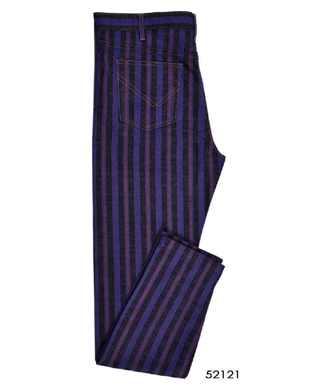 High-performance ski pants for snowy mountain slopes -Purple Stripes On Indigo Denim Jeans