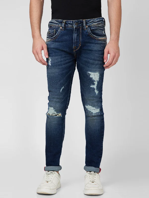 Birthday Jeans for Celebration -Spykar Low Rise Slim Fit Blue Jeans For Men