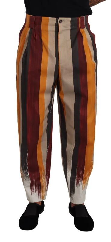 Elegant palazzo pants for formal party outfits -Dolce & Gabbana Elegant Striped Skinny Men's Trousers