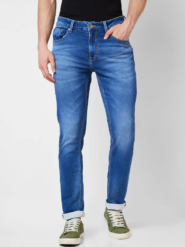 Father's Day Jeans for Present -Spykar Mid Rise Regular Fit Blue Jeans For Men