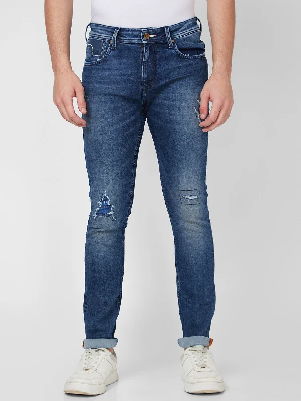 Sustainable Jeans for Eco -Spykar Low Rise Slim Fit Blue Jeans For Men